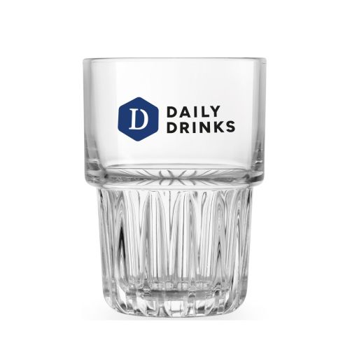 Longdrinkglas Onis Everest 35 cl. met meerkleurig DailyDrinks-logo op de voorzijde van het glas.